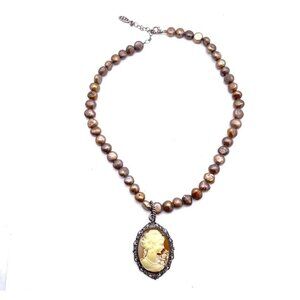 VINTAGE CLAUDIA AGUDELO EXEX 925 STERLING SILVER FAUX CAMEO PENDANT -N2491